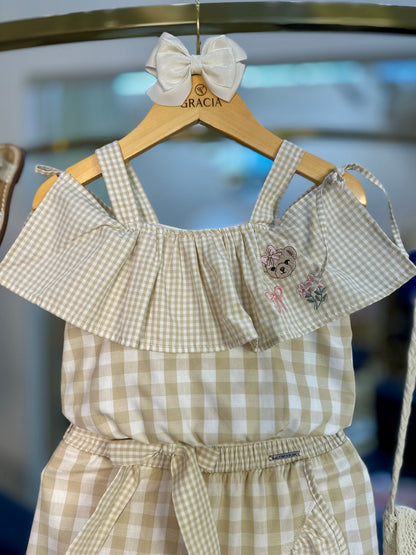 Blusa Infantil Ciganinha Xadrez Patches - Pituchinhus