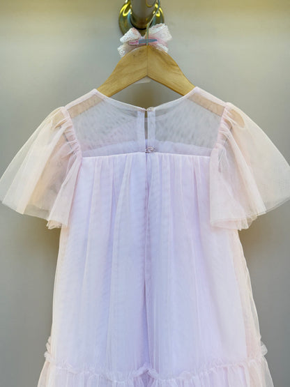 Vestido Infantil Trapézio Tule com Laço - Petit Cherie