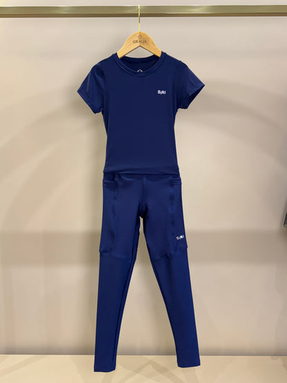 Conjunto Infantil Blusa Maria New Trip Marinho e Legging Fuseau Soraia Trilobal Marinho - Siri Sport