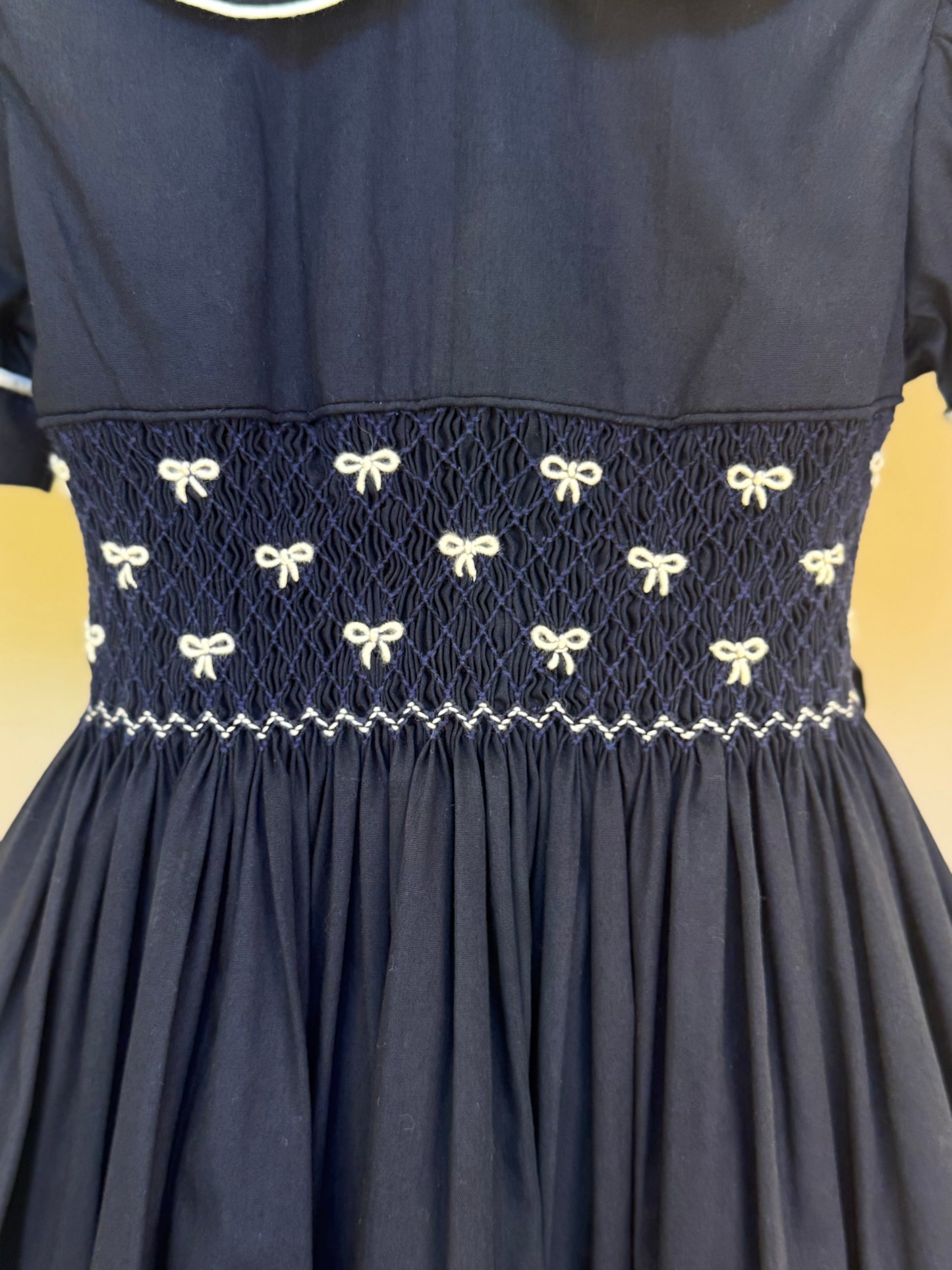 Vestido Infantil Clássico Algodão Lacinho Marinho - Gracia