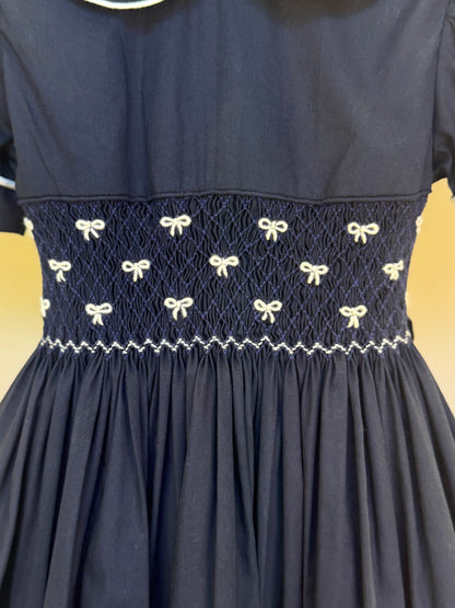 Vestido Infantil Clássico Algodão Lacinho Marinho - Gracia