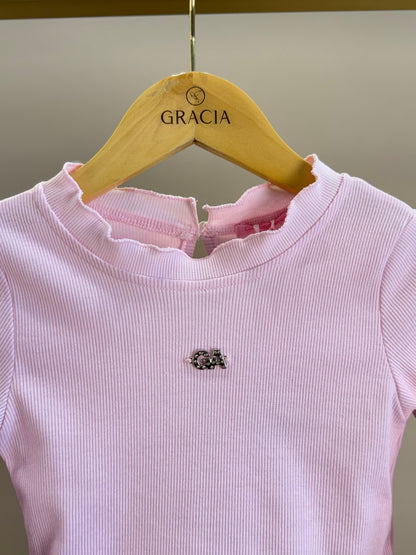 Conjunto Infantil Blusa Rosa ML e Calça Jogger Ursinhos Pompom Jeans - Gabriela Aquarela