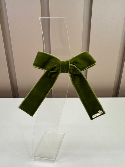 Laço Infantil Tradicional Veludo Verde - Roana