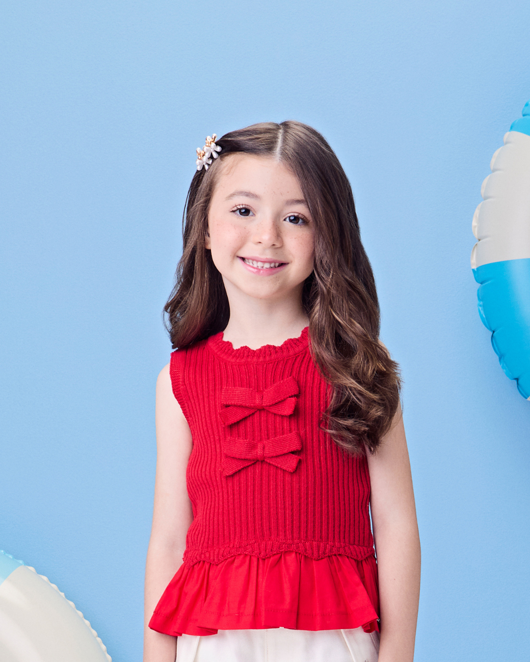 Blusa Infantil Peplum Tricot Lacinhos - Momi