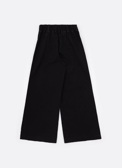 Conjunto Infantil Casaco Tricot Lacinhos Bordados Pérolas e Cristais e Calça Sarja Reta Laços Bordados Bolsos Preta - Pi