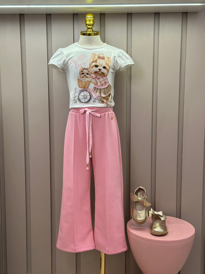 Blusa Infantil Malha Comfy Cachorrinha Cute Bege Claro - Infanti