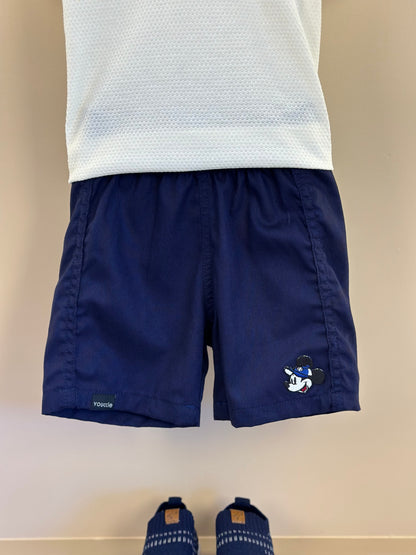 Conjunto Infantil Polo Off White Mickey e Bermuda Sarja Marinho - Youccie