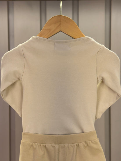 Conjunto Bebê Body Suedine Algodão ML Trio Teddy e Bermuda Moletom Algodão Bege - Dame