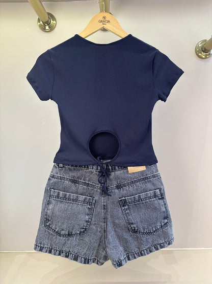 Blusa Teen Cropped Poliamida Com Detalhes Nas Costas - Vanilla Cream