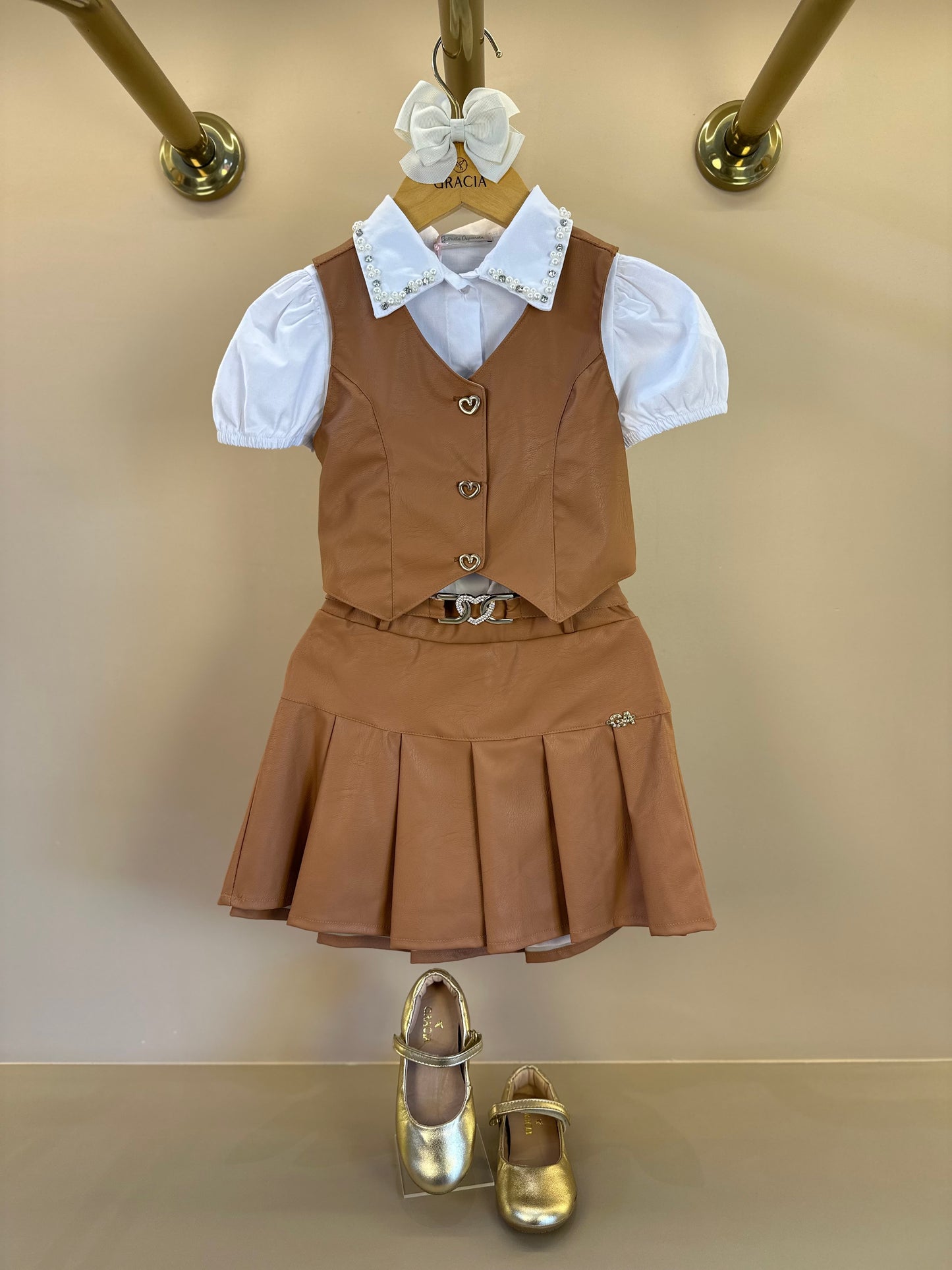 Camisa Infantil Algodão Gola Cristais Branca - Gabriela Aquarela