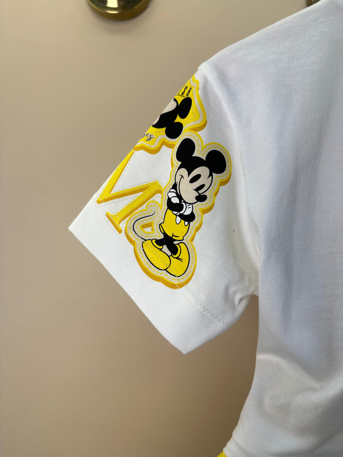 Conjunto Infantil Blusa Minnie e MIckey e Shorts Saia Amarelo Com Pregas - Animê