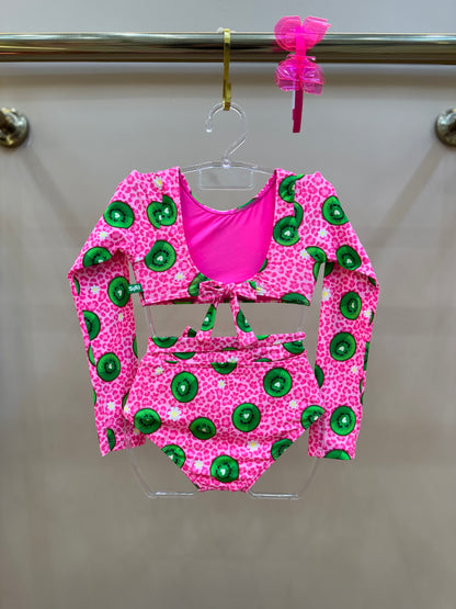 Biquíni Infantil Cropped ML Thais Aplic Est Kiwi - Siri Kids