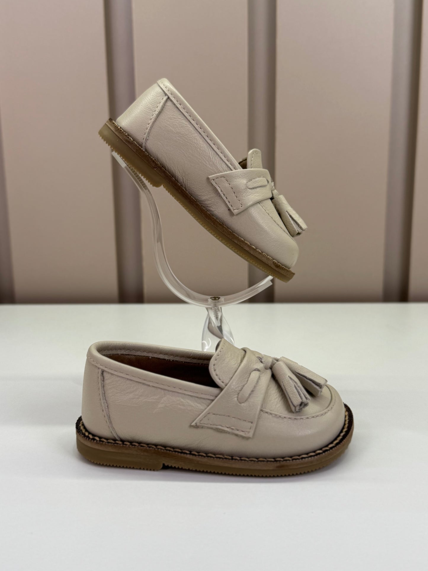 Mocassim Infantil Couro Tassel João Off White - Gracia