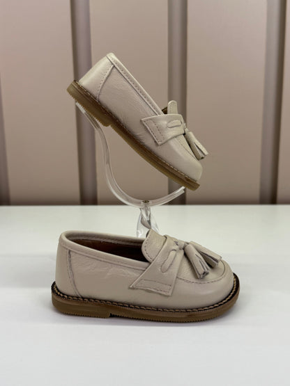 Mocassim Infantil Couro Tassel João Off White - Gracia
