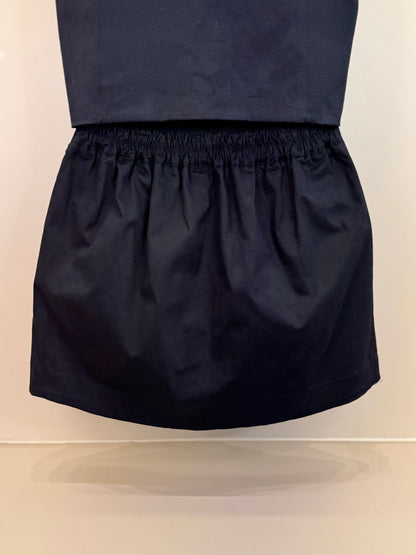 Conjunto Teen Blusa Canelada com Colete de Sarja Preto e Saia-Shorts Teen Sarja Strass Preto - Two In
