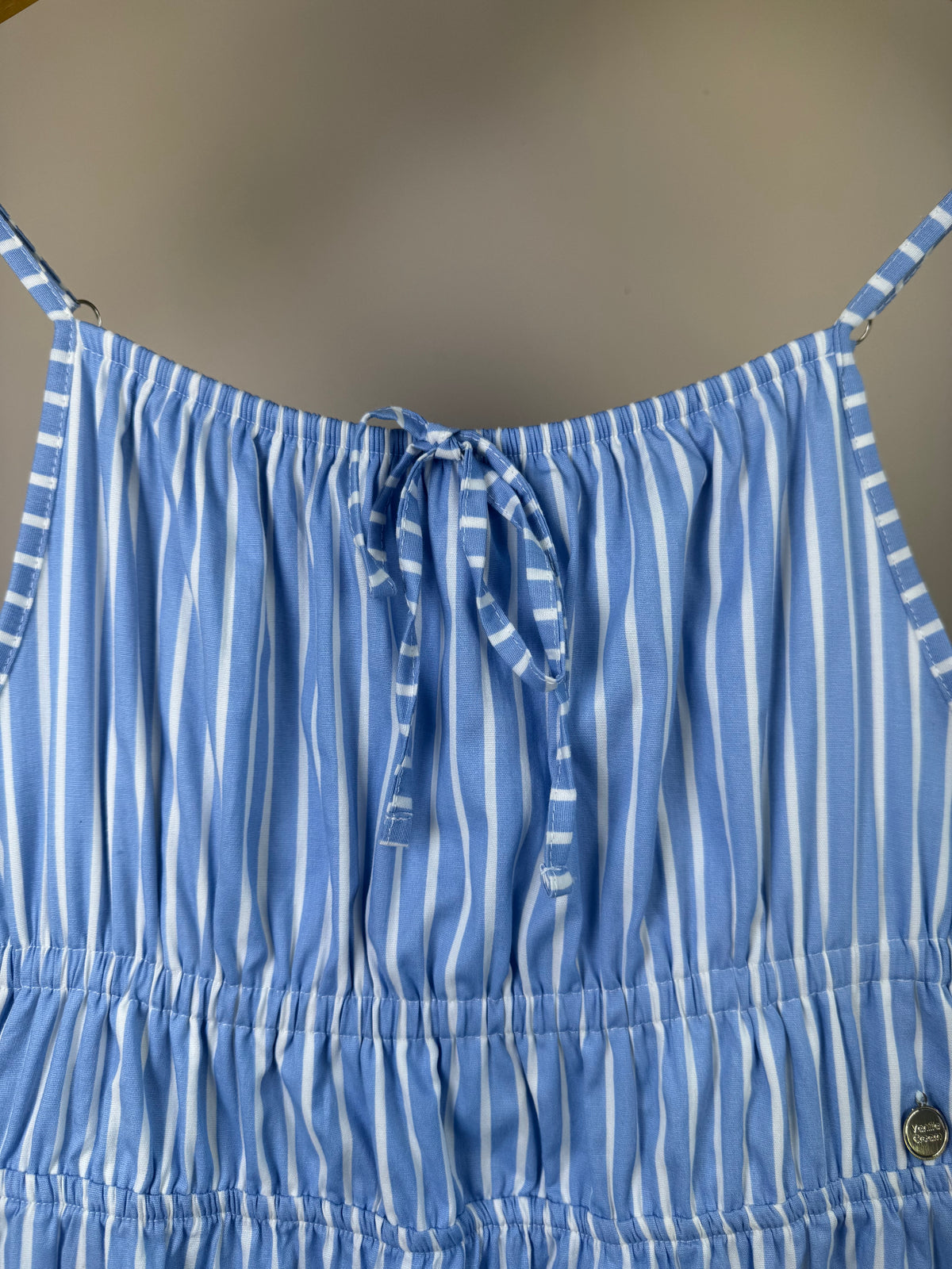 Vestido Teen Azul Listrado e Alças Finas - Vanilla Cream