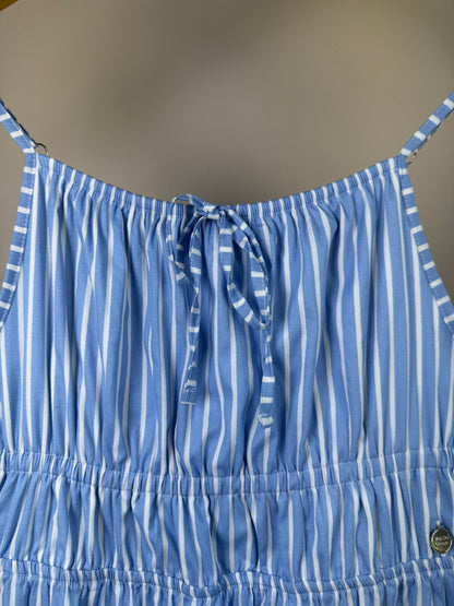 Vestido Teen Azul Listrado e Alças Finas - Vanilla Cream