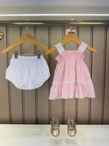 Conjunto Bebê Bata Linho Multi Laços e Calcinha - Petit Cherie