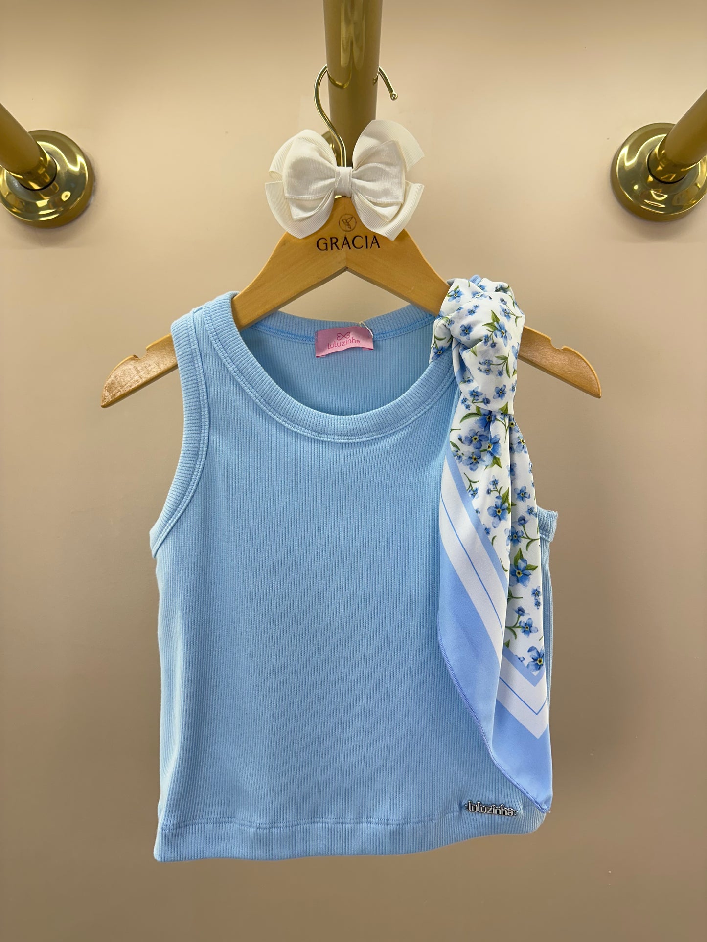 Blusa Infantil Regata Lenço Floral - Luluzinha