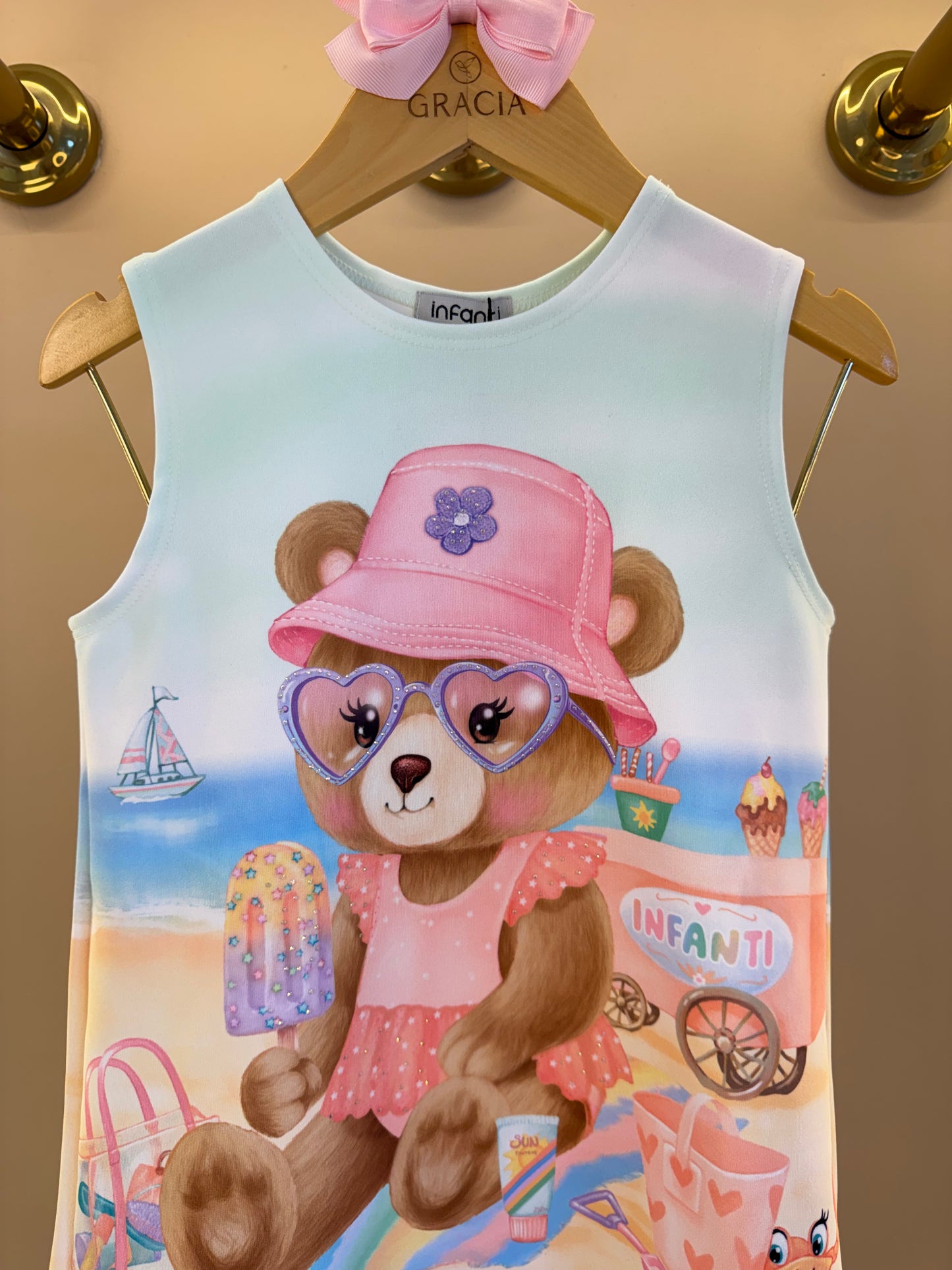 Vestido Infantil Ursinha Praia - Infanti