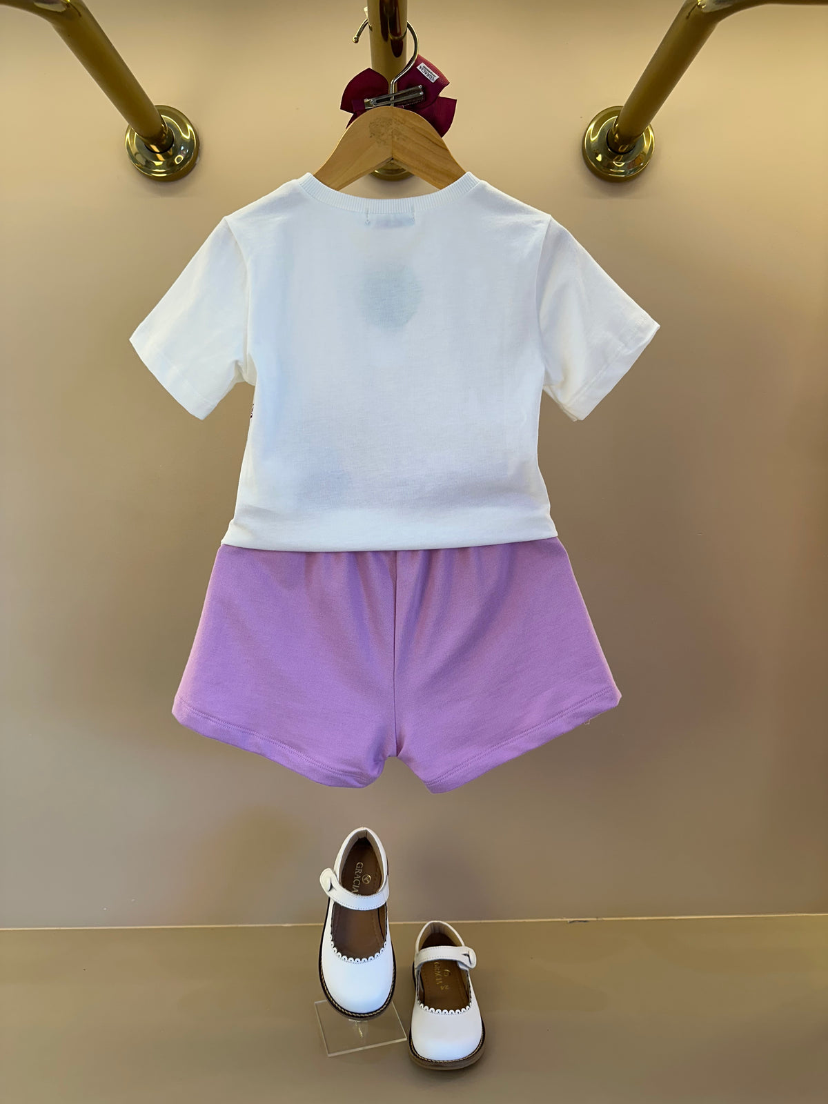 Conjunto Infantil Blusa Estampa Bolsa Transversal e Shorts Cós Elástico Franzido- Momi