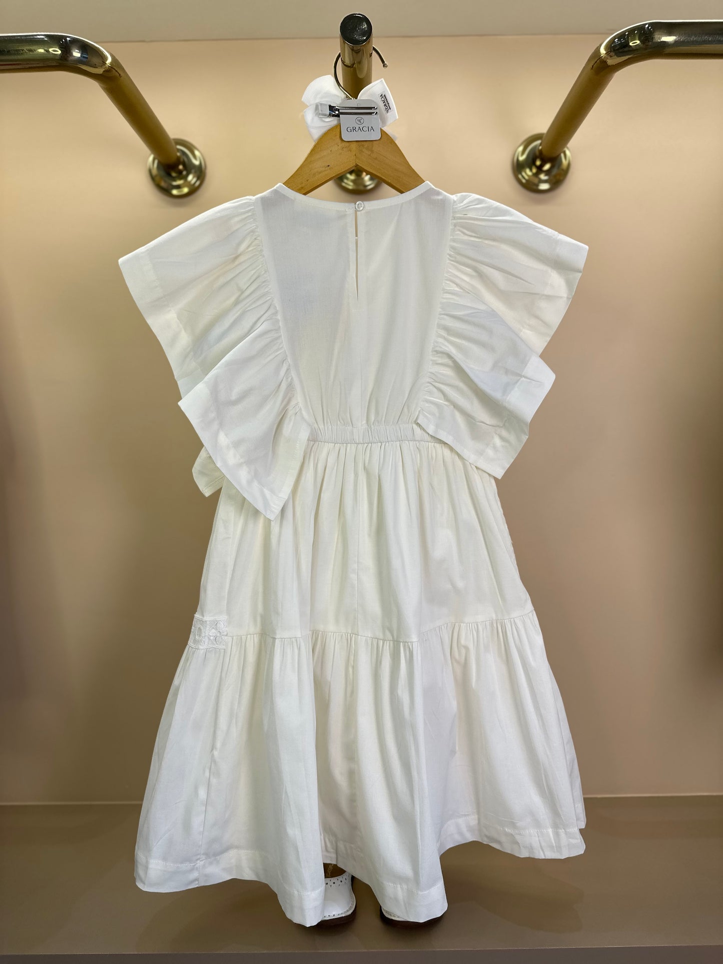 Vestido Infantil Festa Babados Off White - Animê
