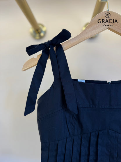 Blusa Teen Pregas e Laço Alça Preta - Two In