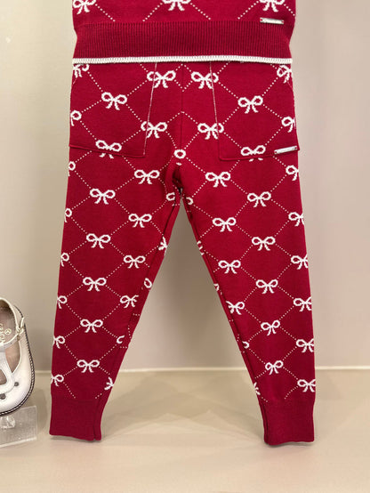 Calça Infantil Jogging Tricot Lacinhos Bala de Cereja - Pituchinhus