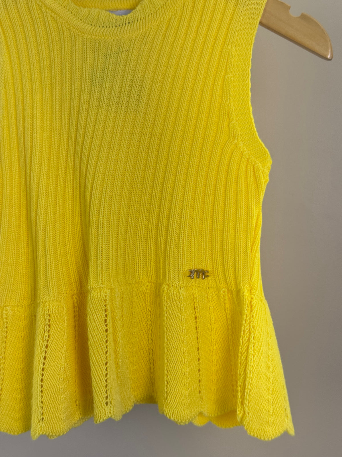 Regata Infantil Tricot Com Babado Amarelo - Momi