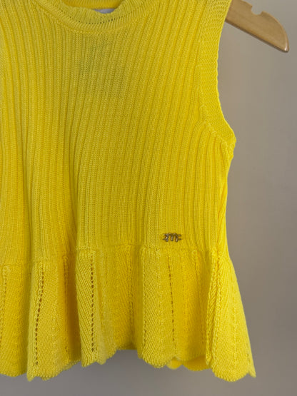 Regata Infantil Tricot Com Babado Amarelo - Momi