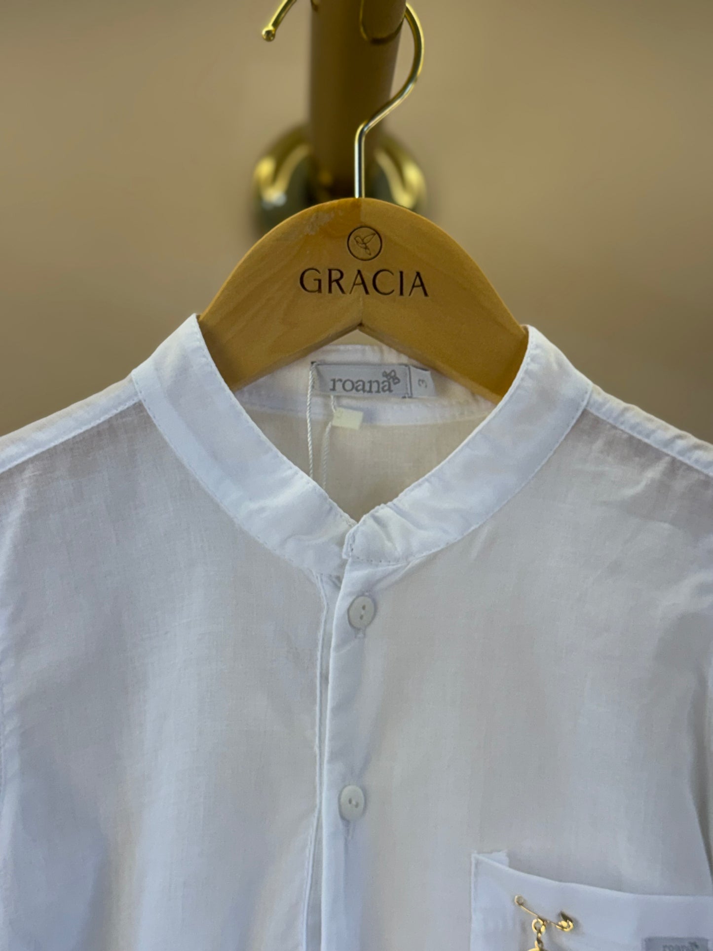 Conjunto Infantil Batizado Luxo Camisa e Bermuda Branco - Roana