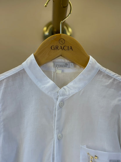 Conjunto Infantil Batizado Luxo Camisa e Bermuda Branco - Roana