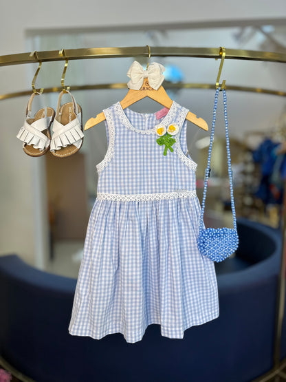 Vestido Infantil Clássico Flores de Crochê - Luluzinha