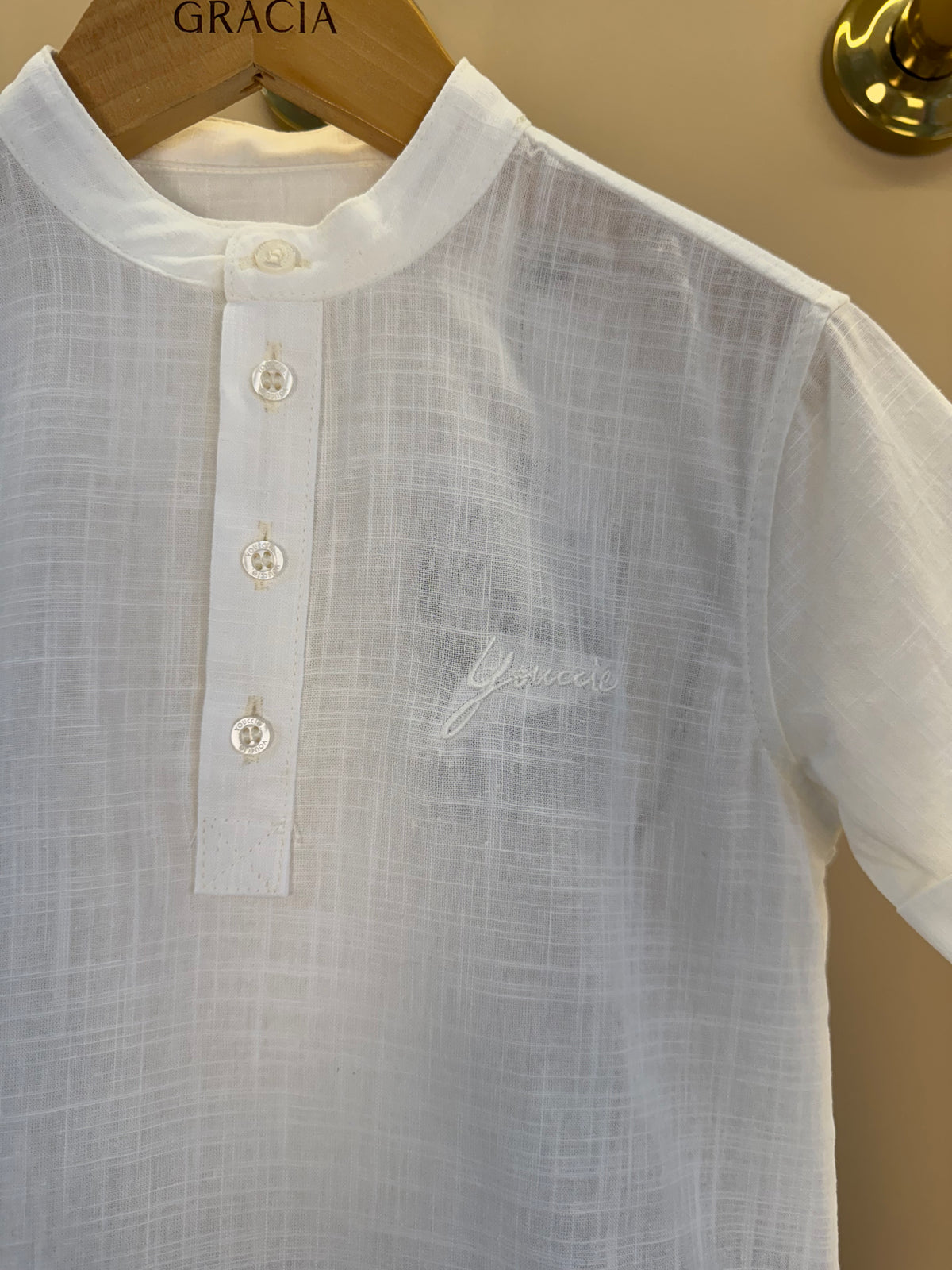 Conjunto Infantil Camisa Polo Off White e Bermuda - Youccie
