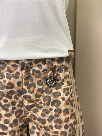 Conjunto Infantil Blusa Minnie Paisley Dourada e Calça Sarja Animal Print - Animê