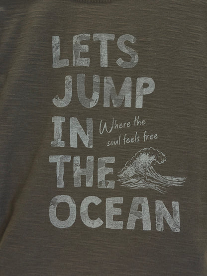 Conjunto Infantil Camiseta Marrom e Bermuda Sarja Off White - Little Johnny