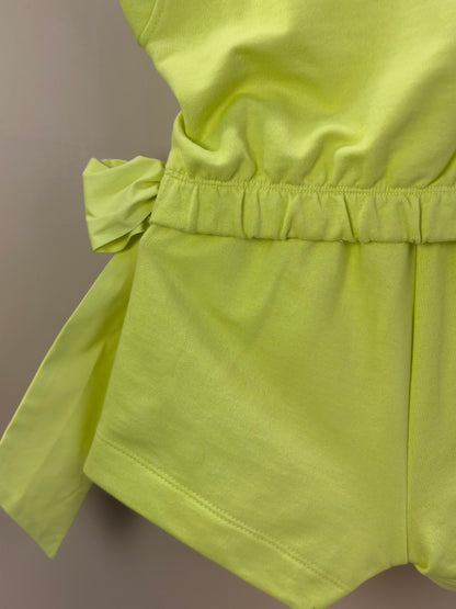 Conjunto Infantil Blusa Laços Laterais e Saia-shorts Pregas Verde Melão - Animê