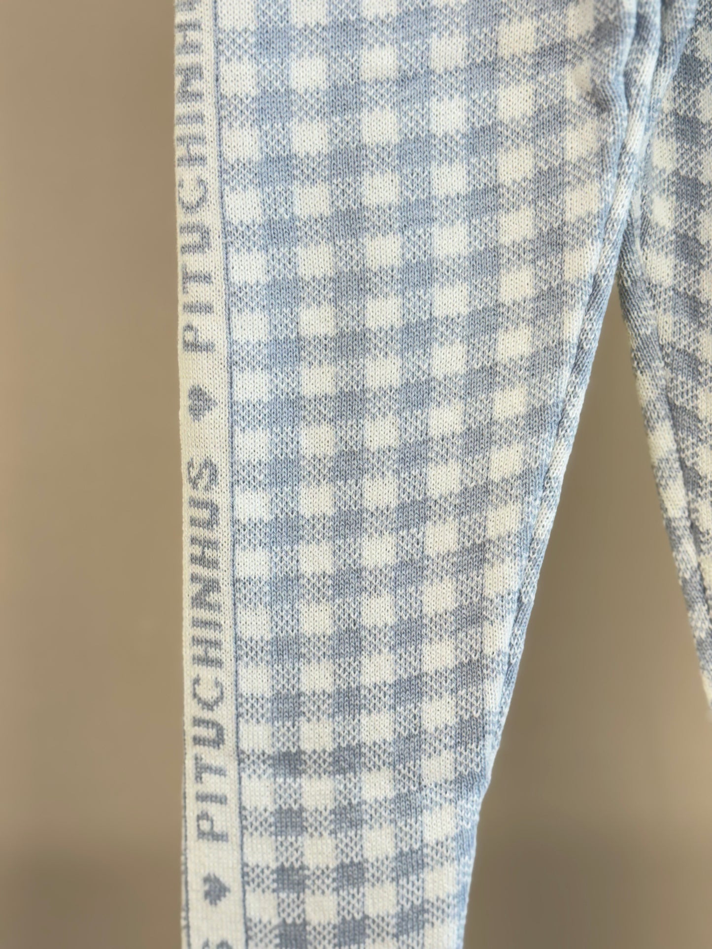 Legging Infantil Tricot Xadrez Azul - Pituchinhus