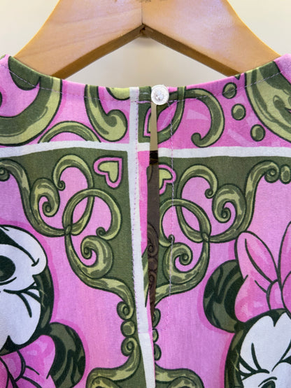 Vestido Infantil Algodão Maxi Minnie Barrado Rosa e Verde Forest - Animê