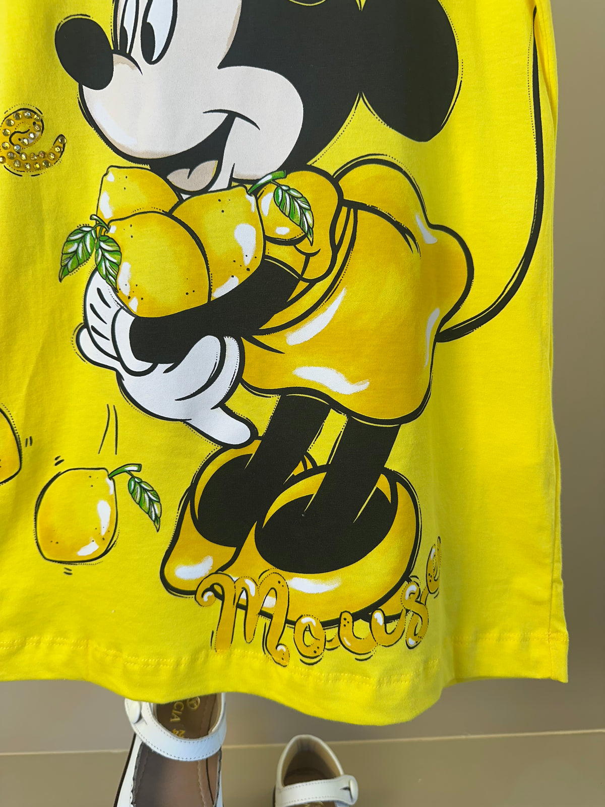 Vestido Infantil Disney Amarelo Mickey e Minnie Limões - Animê