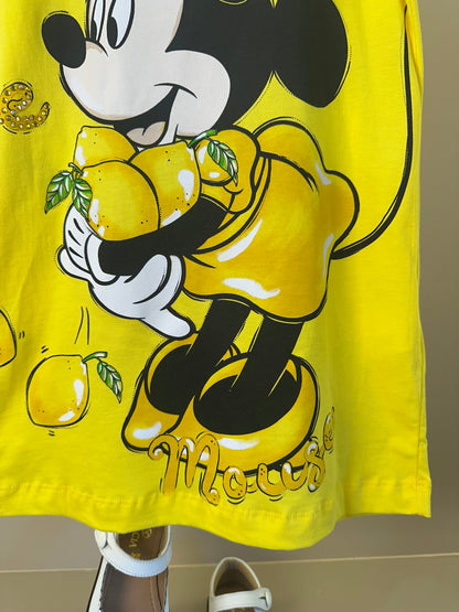 Vestido Infantil Disney Amarelo Mickey e Minnie Limões - Animê