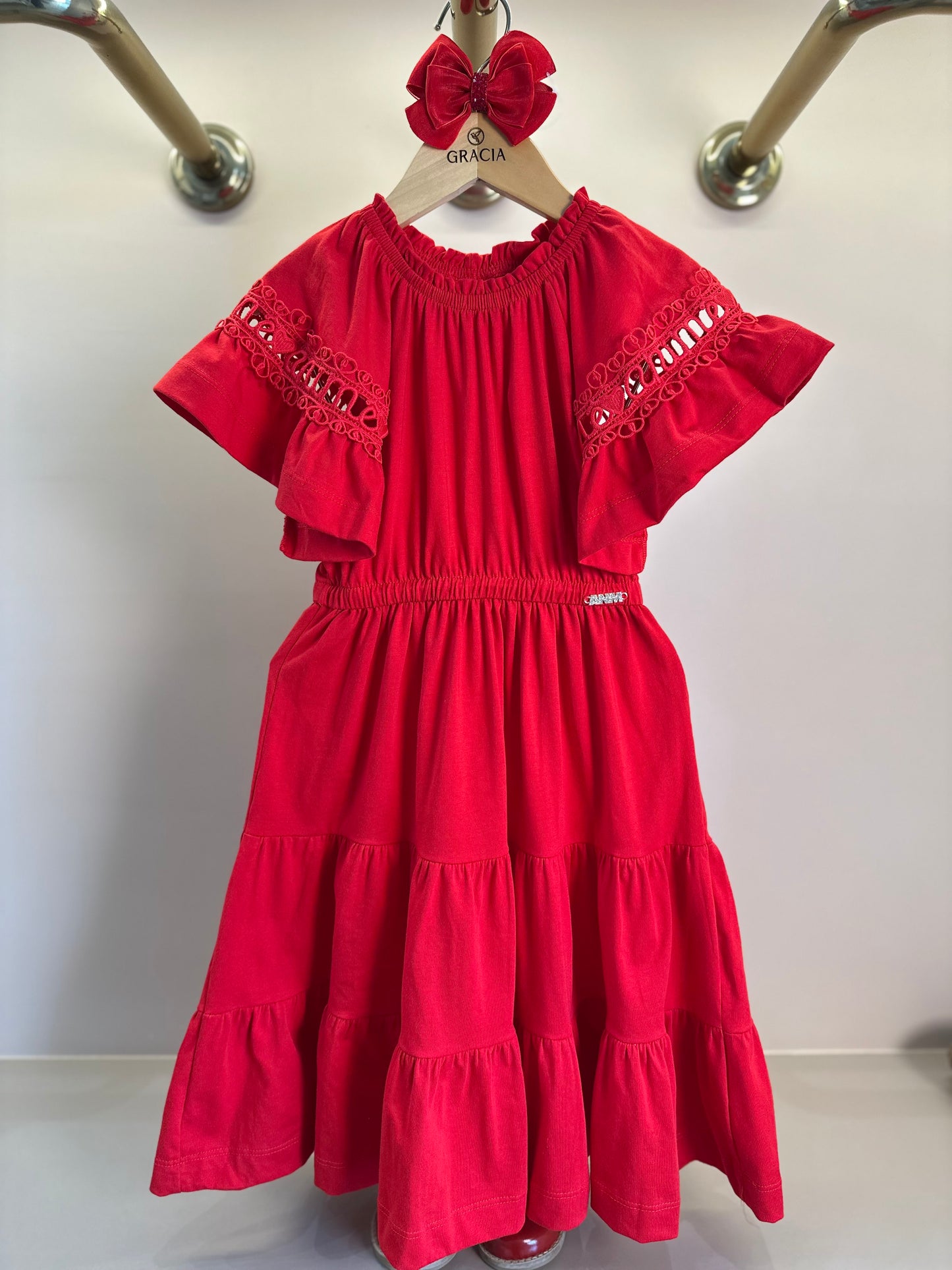 Vestido Infantil Vermelho Preppy - Animê