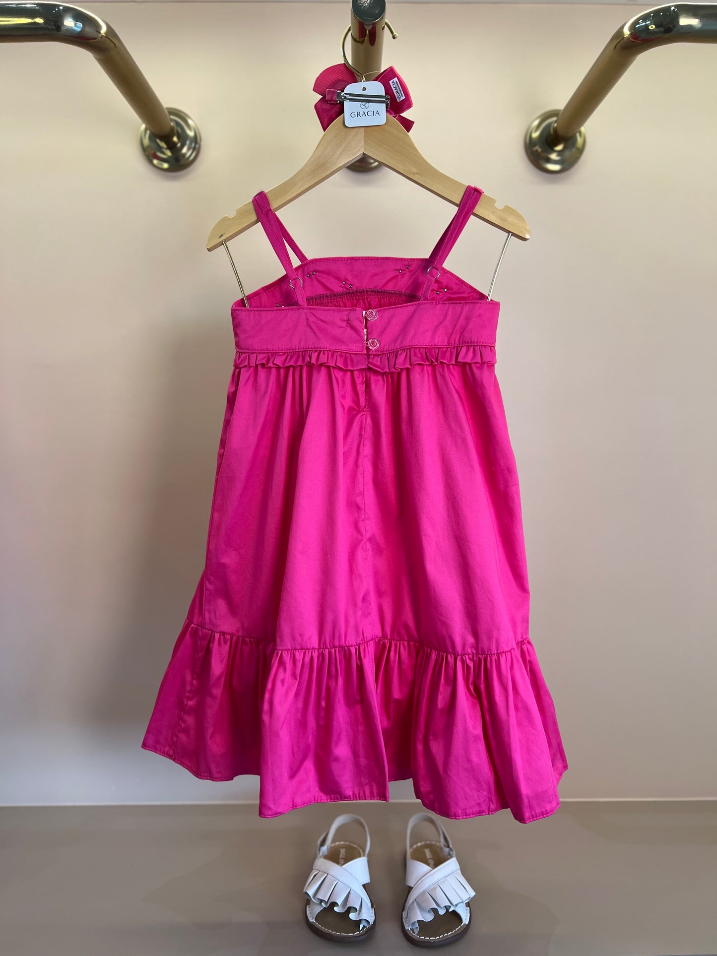 Vestido Infantil Algodão Pink Aplicação Pérolas e Strass - Petit Cherie
