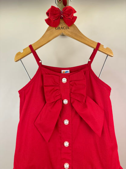 Vestido Infantil Jumper Tricoline com Laço - Beabá