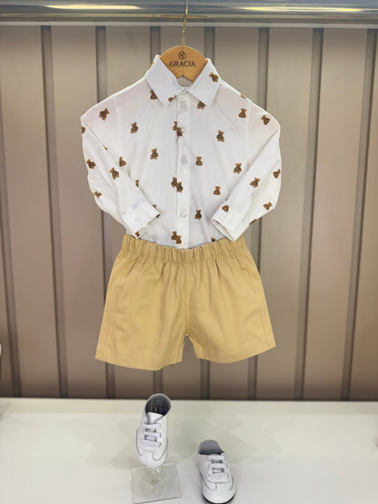 Camisa-body Bebê Tricoline Estampa Teddy ML - Dame