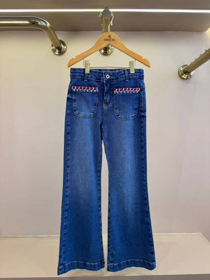 Calça Jeans Infantil Conceito Bolsos Bordados - Animê