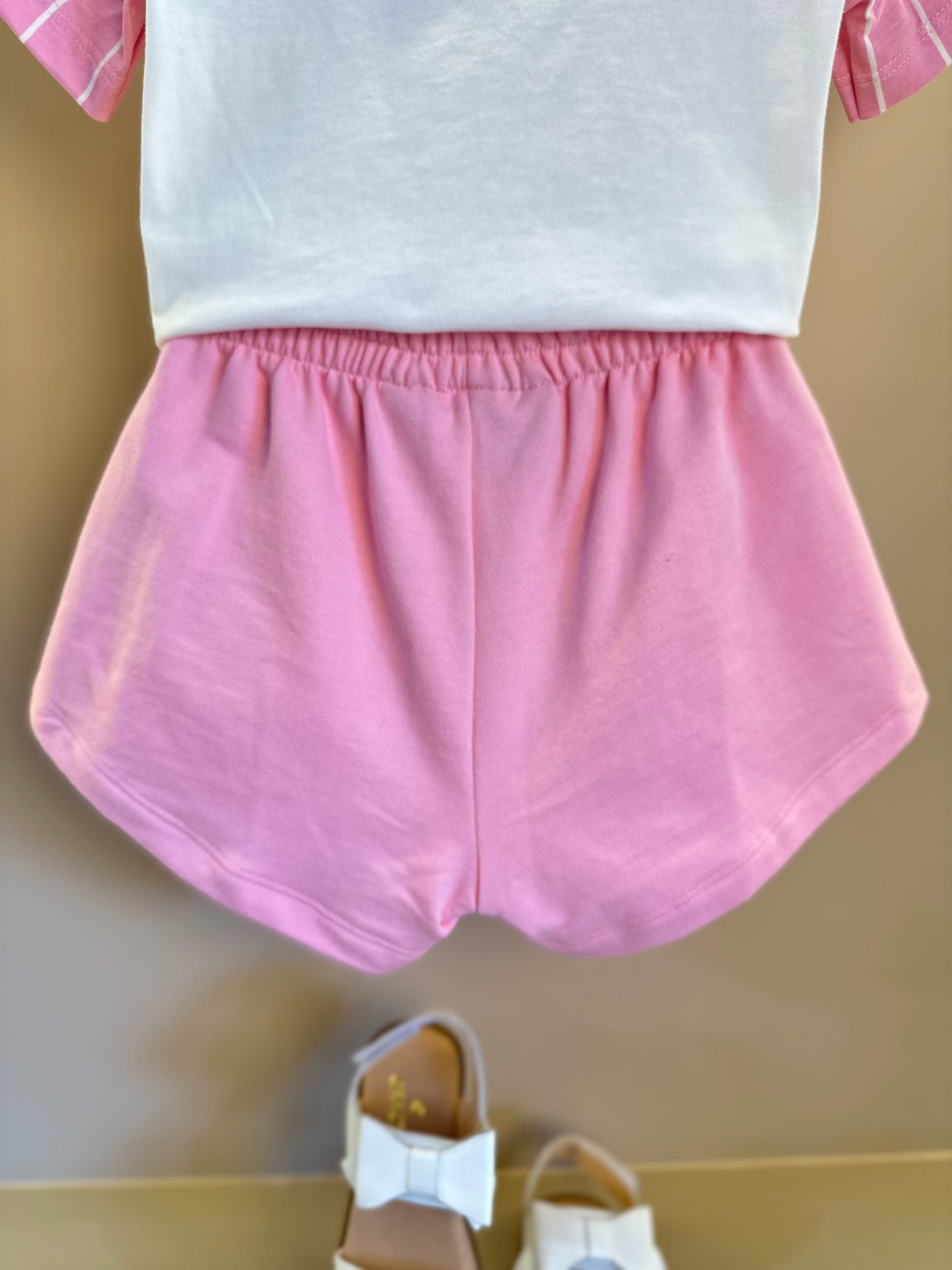 Conjunto Infantil Blusa Stitch  e Shorts  Rosa Blossom - Momi