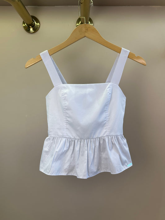 Blusa Teen Cropped Tricoline Peplum - Vanilla Cream