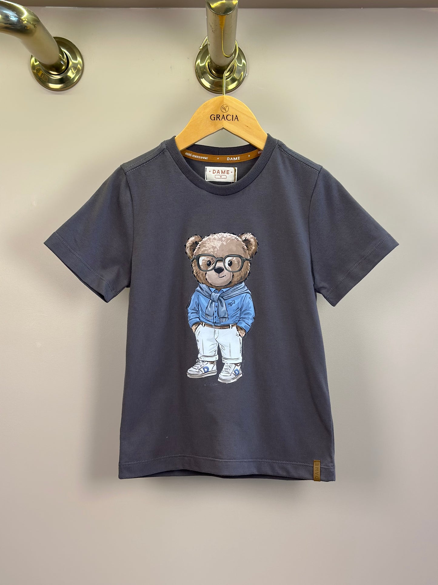 Camiseta  Infantil Algodão Teddy  Faria Grafite - Dame