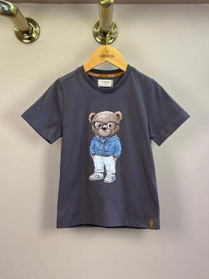 Camiseta  Infantil Algodão Teddy  Faria Grafite - Dame